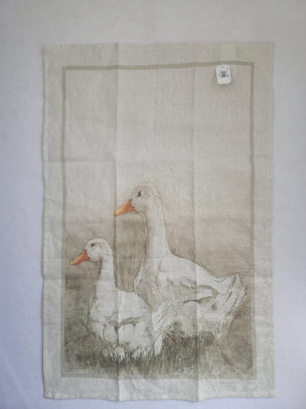 Williams Sonoma Volaille Water Color Style Geese Ducks Linen Tea Kitchen Towel